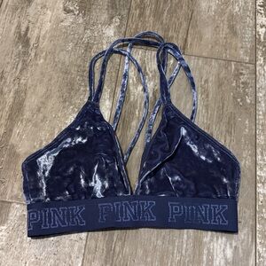 PINK Victoria's Secret Velvet Double-Strap Bralette - Navy Blue purple size Xs